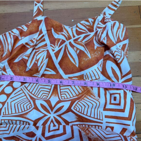 Vintage Gal Clothing Tiki Pinup Orange and White Tropical Print Sarong Size 6 - Picture 4 of 9